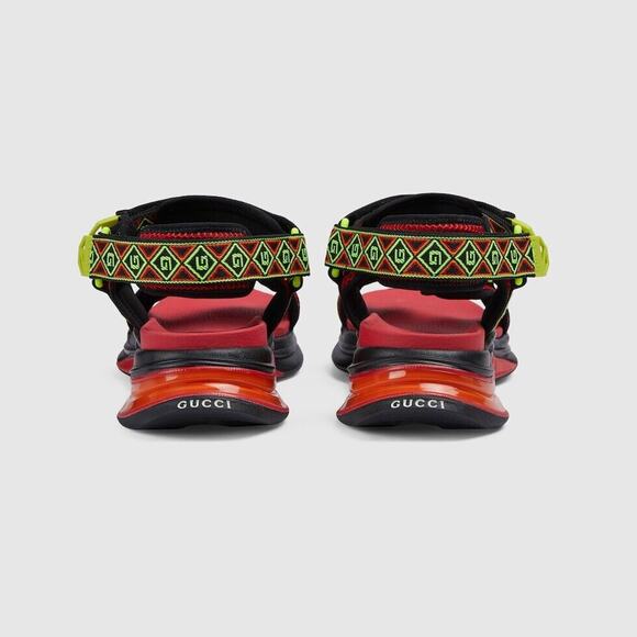 Gucci Run 10/ US 10.5 Touch Strap Sandals Square G Canvas Multicolor NIB $970 - Picture 2 of 13